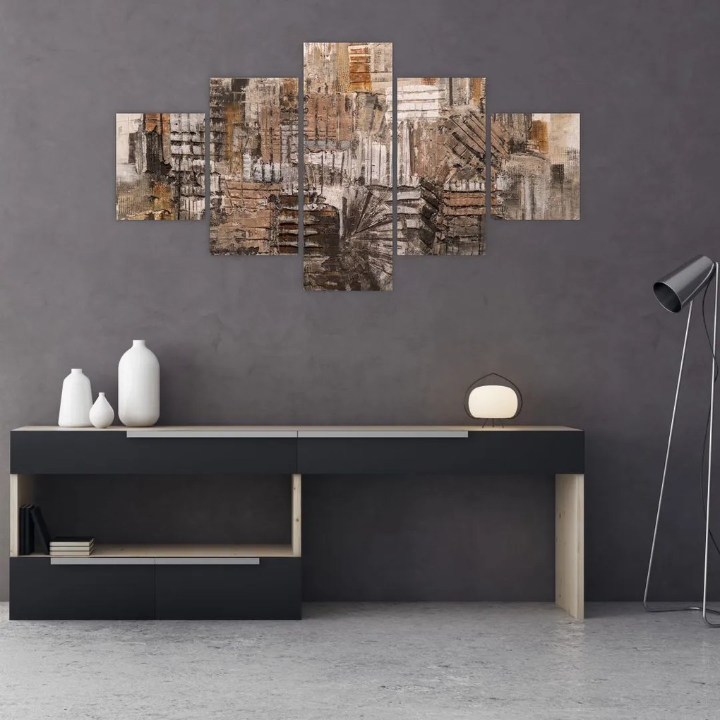 Obraz - Abstrakcja w odcieniach brązu (125x70 cm)