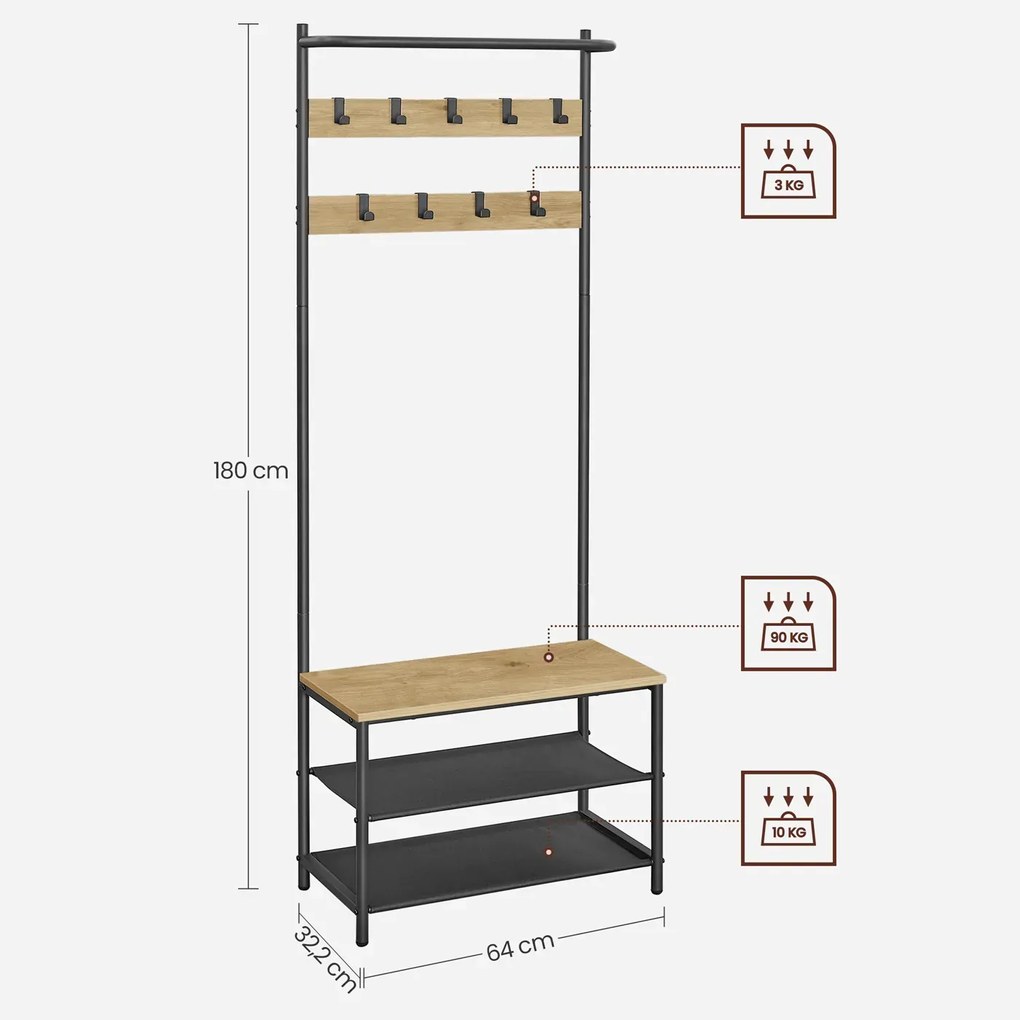 Wieszak z szafką na buty dąb artisan E3-H76