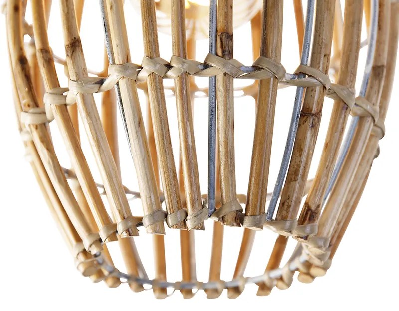 Lampa sufitowa rustykalna bambus i biała - Canna Capsule Rustykalny / Vintage Oswietlenie wewnetrzne