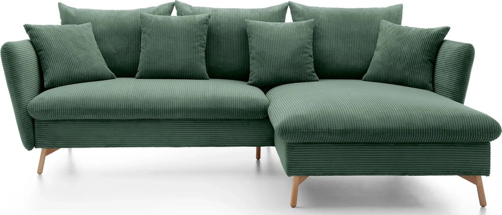 Zielony narożnik sztruksowy z funkcją spania Z0-E44