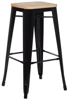 Wysokie, Sztaplowane Krzesło Stalowe Lix Naturalna - Czarny & ↑75 Cm - Sklum