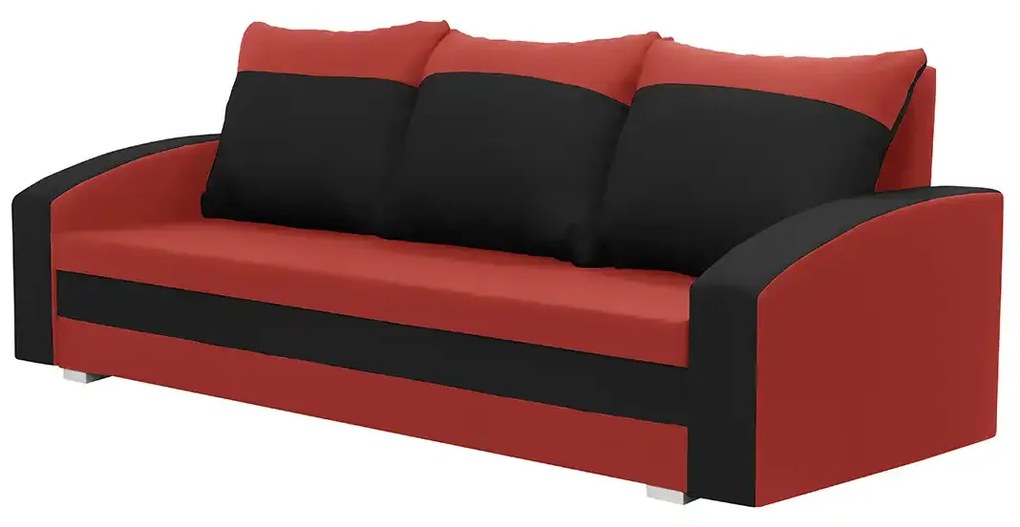 Kanapa sofa 3 os z funkcją spania KING Czerwony/Czarny