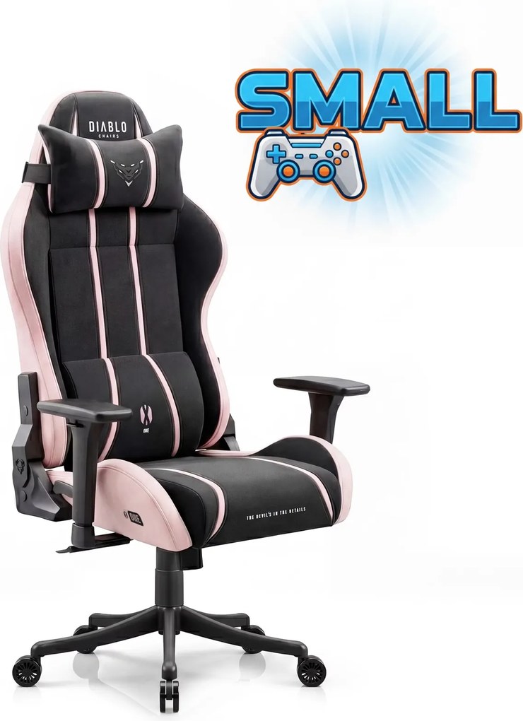 Fotel gamingowy młodzieżowy Diablo X-One Small Size materiałowy, Akira Pink