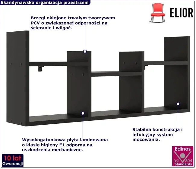 Czarna minimalistyczna nadstawka na biurko H4-G94
