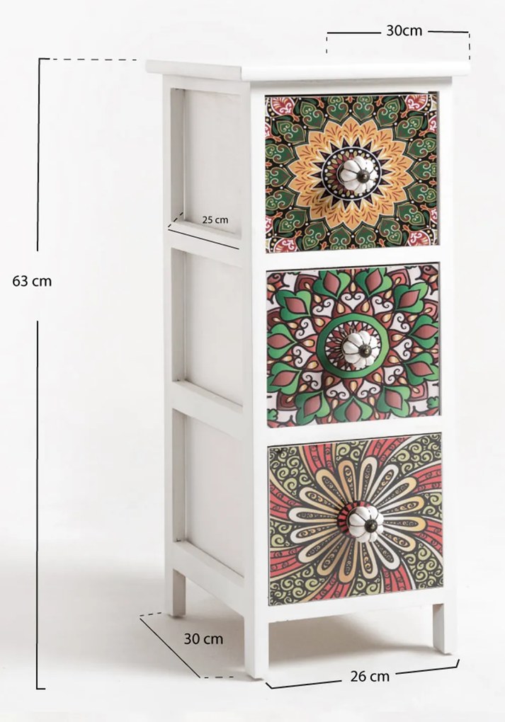 Wska komoda Mosaiko z 3 szufladami