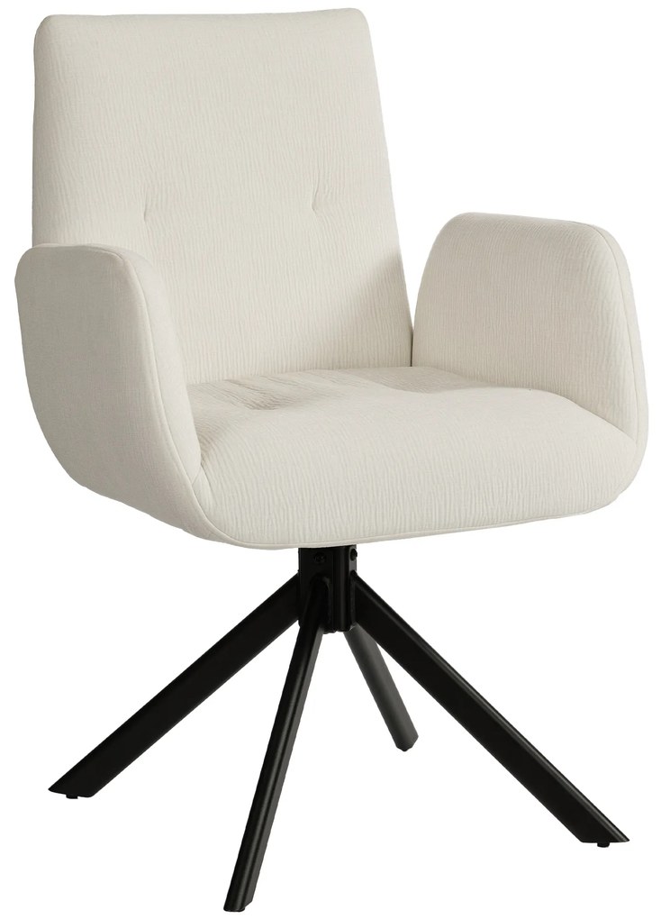 HOMCOM Fotel tapicerowany, fotel akcentowy, nowoczesny design, obrotowy, do 120 kg, kremowo-biały