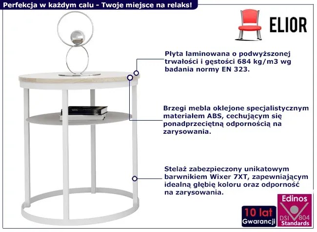 Dwupoziomowy stolik kawowy z półką dąb sonoma + biały - Gorbi 5X