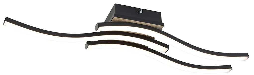 Designerska lampa sufitowa czarna z drewnem w komplecie z LED 3-światłowa - VanesaDesignerski Oswietlenie wewnetrzne