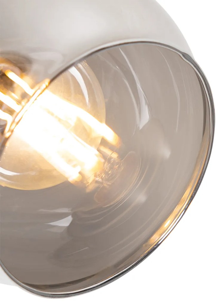 Plafon / Reflektorek / Spot / Spotow / Lampy sufitowe czarny 44,5 cm z przydymionym szkłem i drewnem 3-źródła światła - Vidro Nowoczesny Oswietlenie wewnetrzne