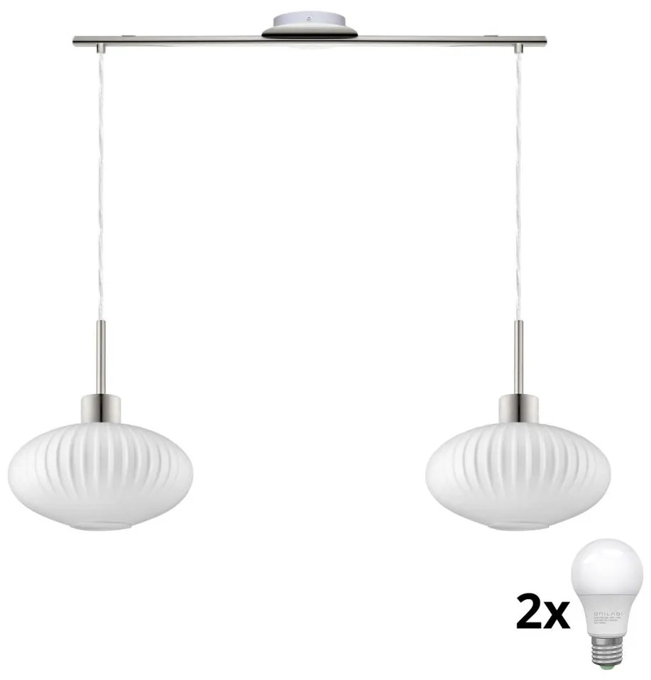 Lampa wisząca LED na przewodzie HARMA 2xE27/60W/230V matowy chrom/biały