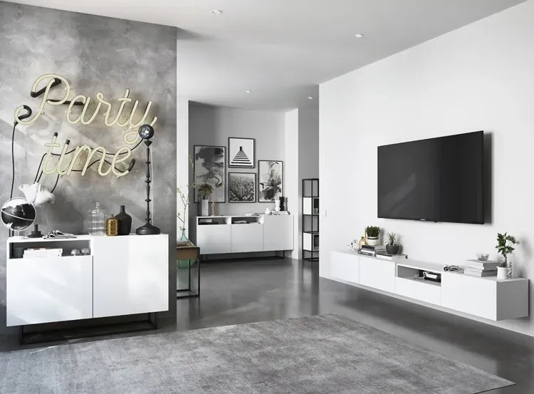 Szafka rtv na nóżkach biała A7-E37