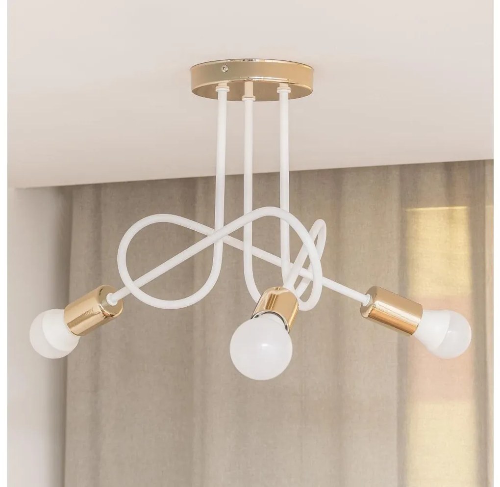 Lampa sufitowa natynkowa OXFORD 3xE27/15W/230V złota/biała