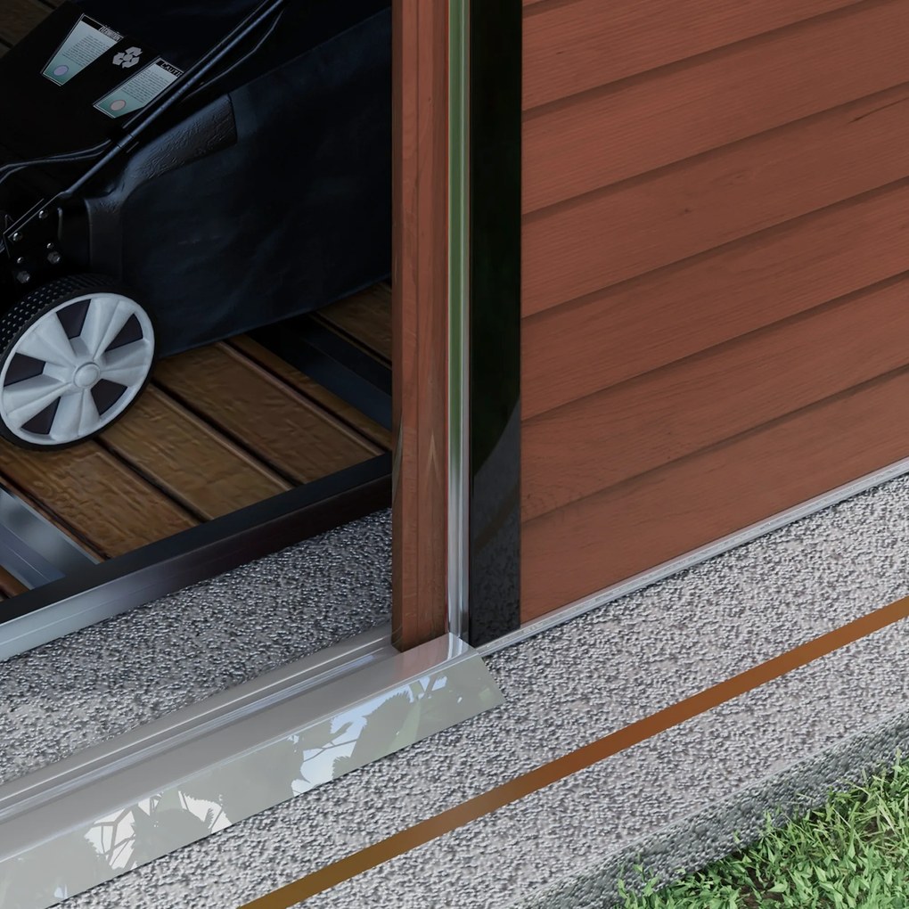 Outsunny Szopa na narzędzia metalowa, odporna na warunki atmosferyczne i rdzę, zamykana, 2,40 x 2,06 x 1,98 m, teka