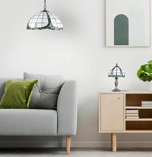 Witrażowa lampa wisząca w stylu retro - 7X S952 A0-H40