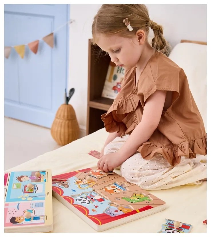 Viga puzzle dźwiękowe dopasuj muzykujące zwierzęta