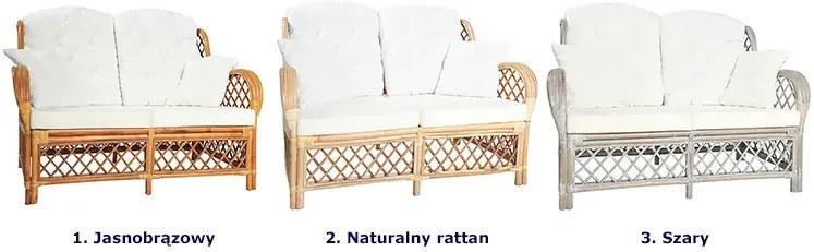 Jasnobrązowa 2-osobowa sofa rattanowa z lnianą tapicerką H3-A65