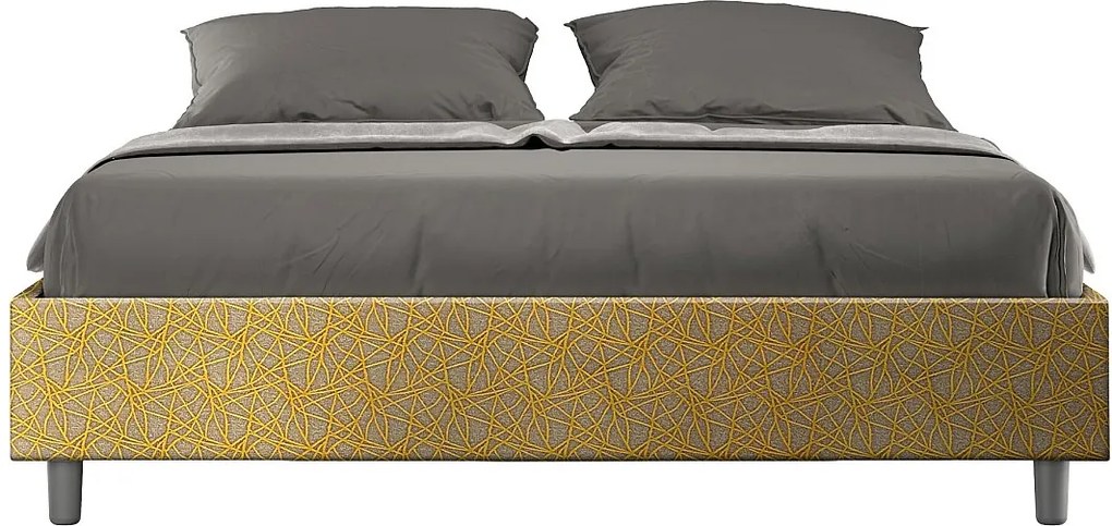 Łóżko bez stelaża tapicerowane 160x210 tkaniny Era 06 Żółty Azelia