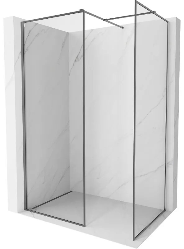 Mexen Kioto-XF ścianka prysznicowa Walk-in z ramką 130 x 80 cm, transparent 10 mm, gun metal - 800-130-202-04-95-080-XF