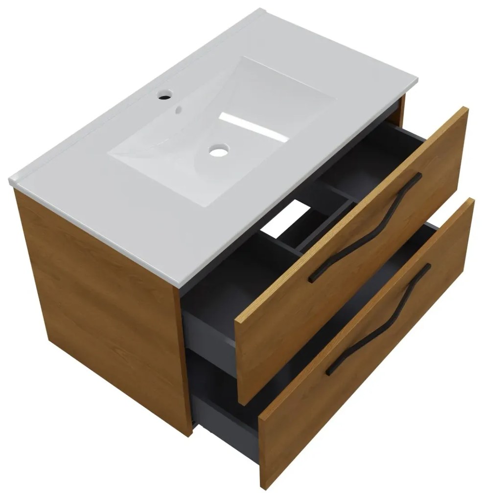 Szafka pod umywalkę PILAR 2S 80cm dąb karmel STRAMA