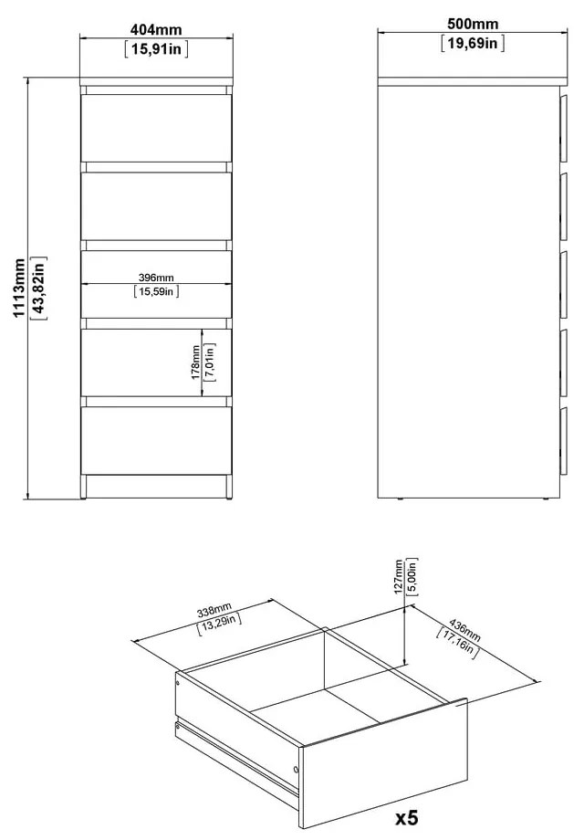 Komoda w dekorze dębu w naturalnym kolorze 40x111x50 cm Naia – Tvilum