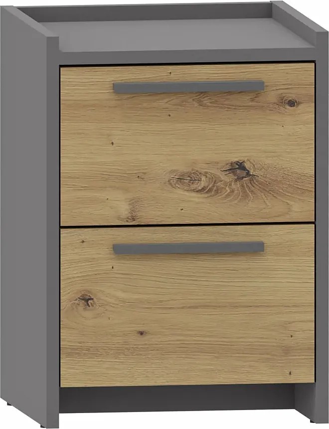 Wąska szafka nocna z szufladami dąb artisan + antracyt K6-D60