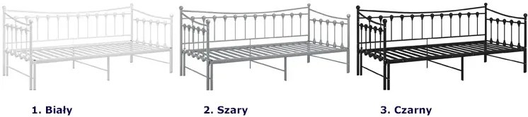 Białe rozkładane łóżko metalowe 90x200 cm - Sawga