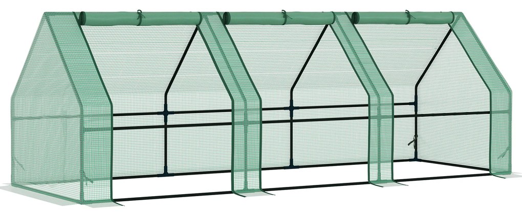 Outsunny Tunel Foliowy Mini Szklarnia Ogrodowa Łatwy Montaż 270x90x90cm Zielony | Aosom PL