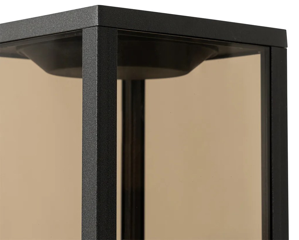 Stojąca lampa ogrodowa czarna z przydymionym szkłem 80 cm IP44 - Charlois