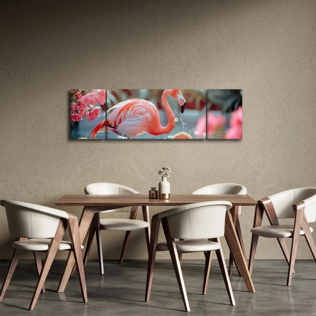 Obraz - Flaming w stawie (170x50 cm)