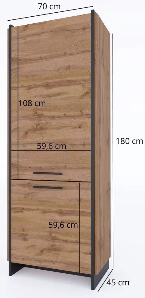 Nowoczesny regał zamykany dąb wotan + czarny K3-E69