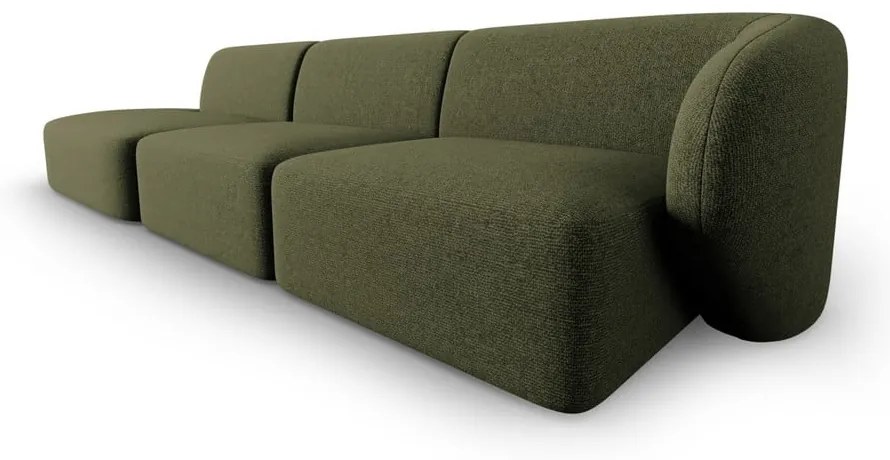 Zielona sofa z tkaniny szenilowej prawostronna 311 cm Paolo – Milo Casa