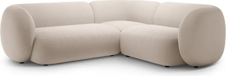 Beżowy aksamitny narożnik (prawostronny/w kształcie litery L) Kate – Micadoni