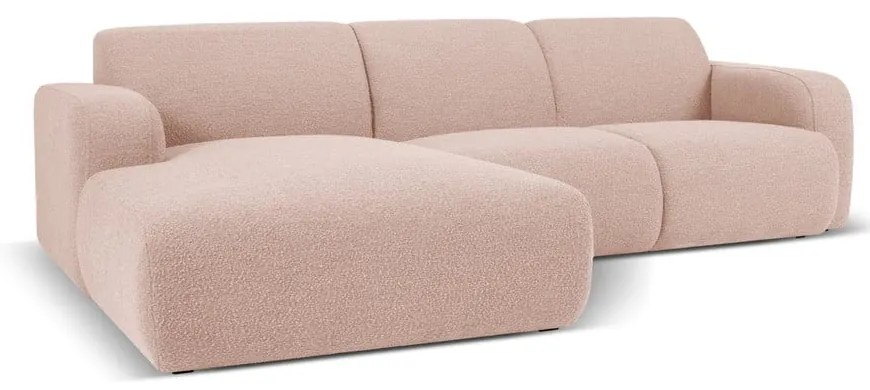 Różowy narożnik z materiału bouclé (lewostronny) Molino – Micadoni Home