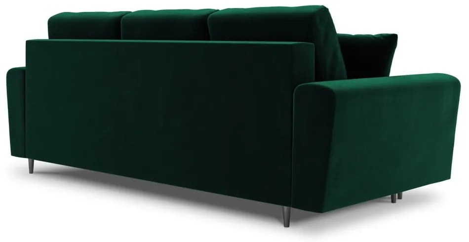 Zielona aksamitna rozkładana/ze schowkiem sofa 235 cm Kyoto – Cosmopolitan Design