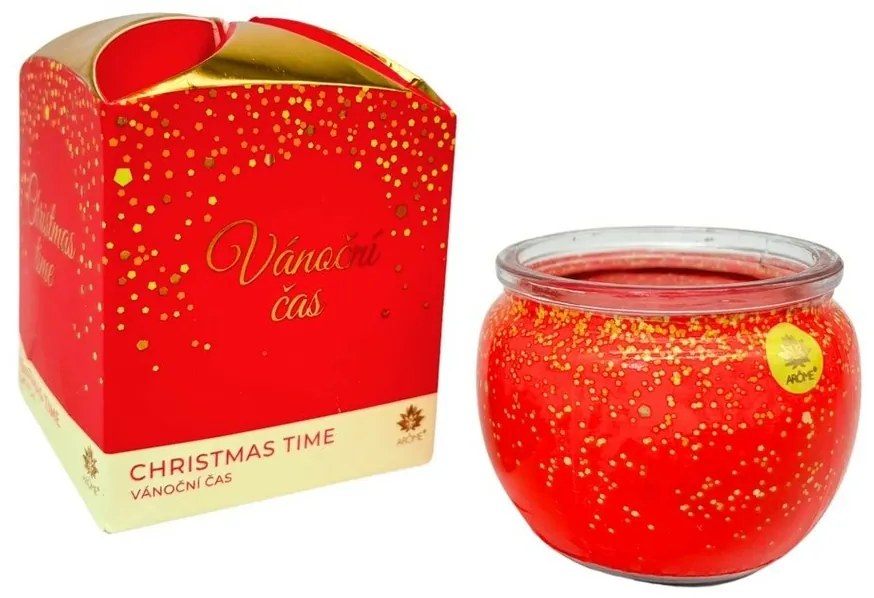 Świeczka aromatyczna w szklanym pojemniku ipudełku kwiatowym, Christmas time,  90 g