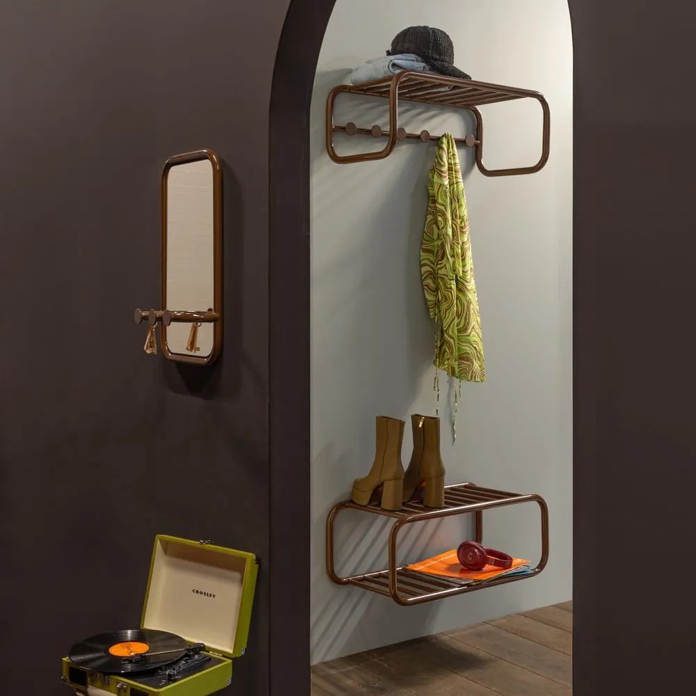 Ciemnobrązowa metalowa wisząca szafka na buty 72x28x35 cm Retro – Spinder Design