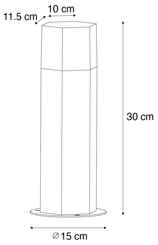 Zewnetrzna Lampa podłogowa zewnętrzna czarna z kloszem dymionym sześciokątnym 30 cm - Dania Nowoczesny Oswietlenie zewnetrzne