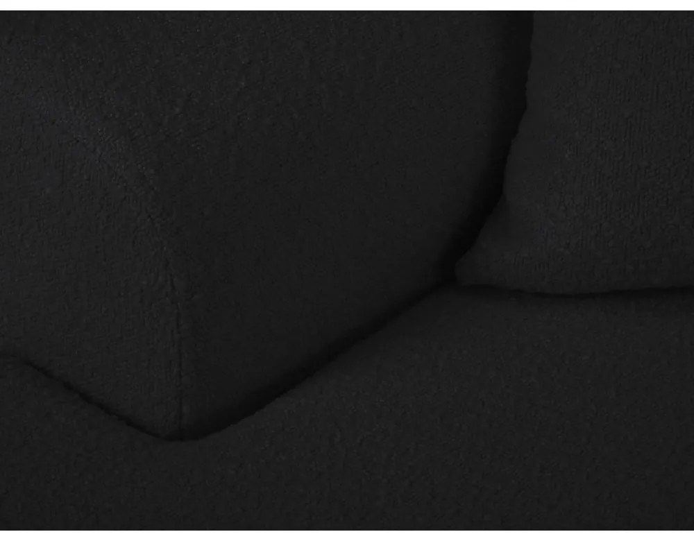 Czarny rozkładany/ze schowkiem narożnik z materiału bouclé (lewostronny/z szezlongiem) Kyoto – Cosmopolitan Design