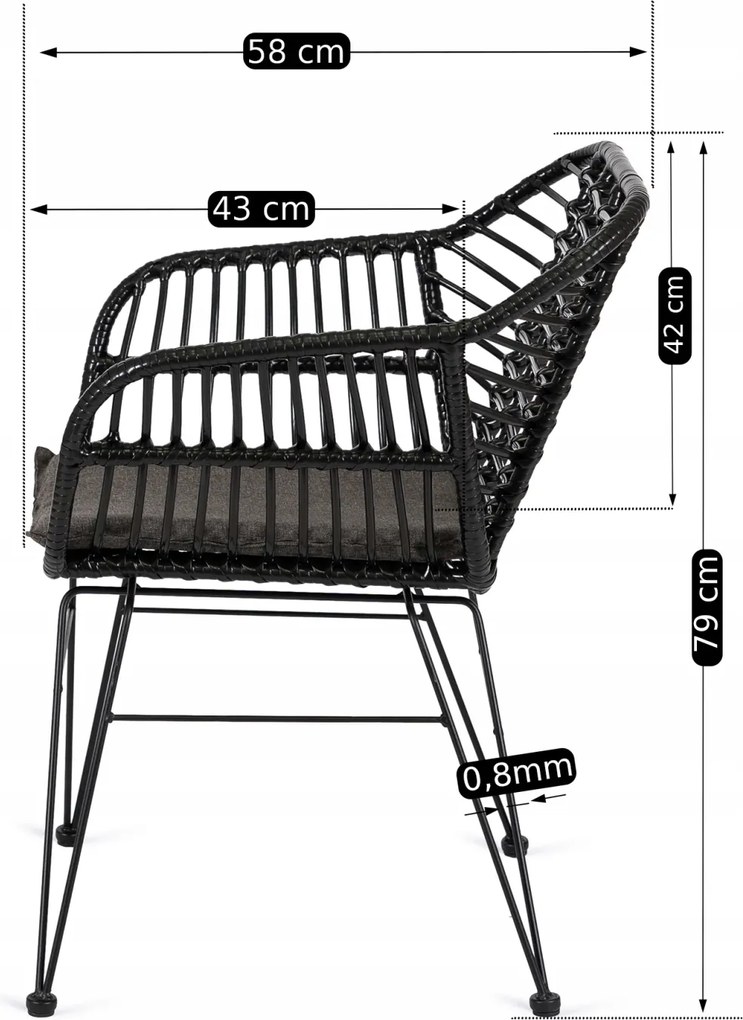 Krzesło Ogrodowe Rattanowe MUSA Czarne