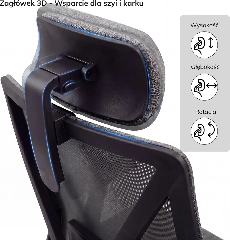 Fotel biurowy ergonomiczny ciemnoszary VECTOR