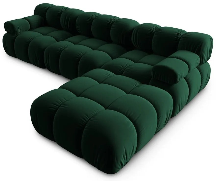 Zielony aksamitny narożnik Bellis – Micadoni Home