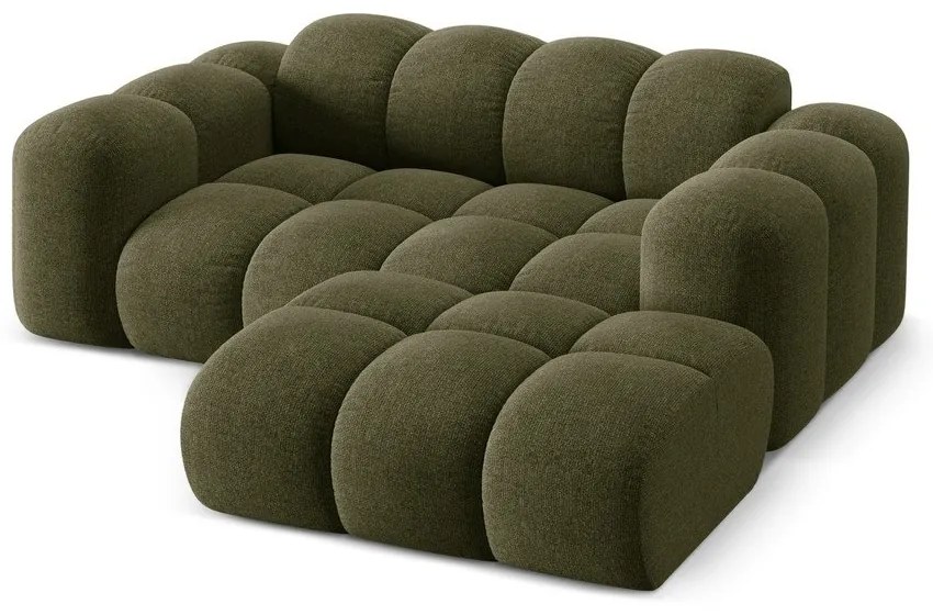 Zielony narożnik z tkaniny szenilowej (prawostronny/z szezlongiem) Treno – Cosmopolitan Design