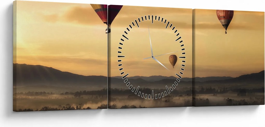 Obraz - latające balony (z zegarem) (90x30 cm)