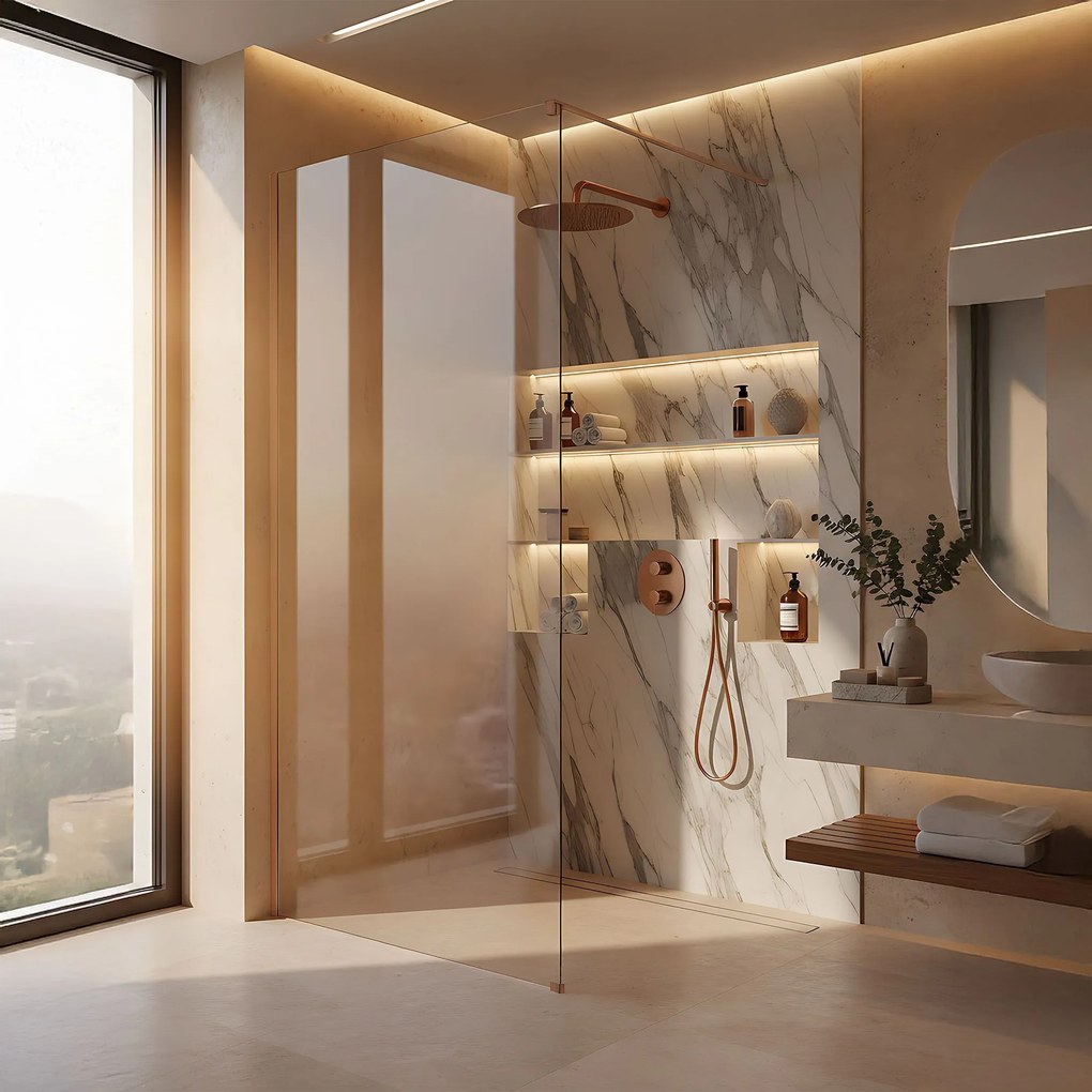 Kabina prysznicowa Walk-In Rea Flexi Transparent / Brush Copper 110