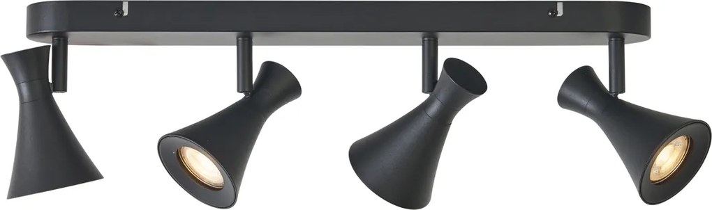 Nowoczesny reflektor sufitowy czarny 4-punktowy obrotowy i przechylny - Triangle