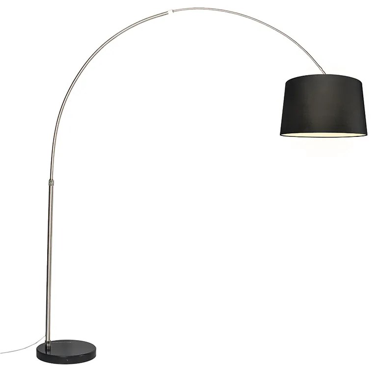 Lampa łukowa stalowy klosz z tkaniny czarny 45 cm - XXL