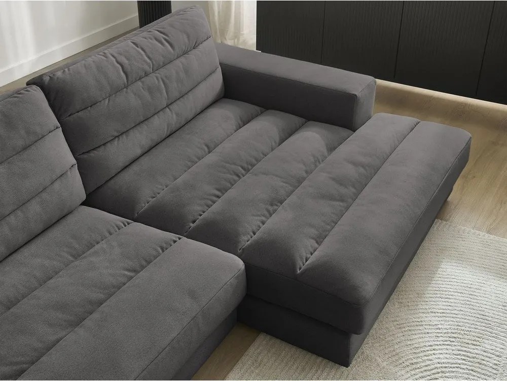 Antracytowy aksamitny narożnik (prawostronny/z szezlongiem) Sierra – Bobochic Paris