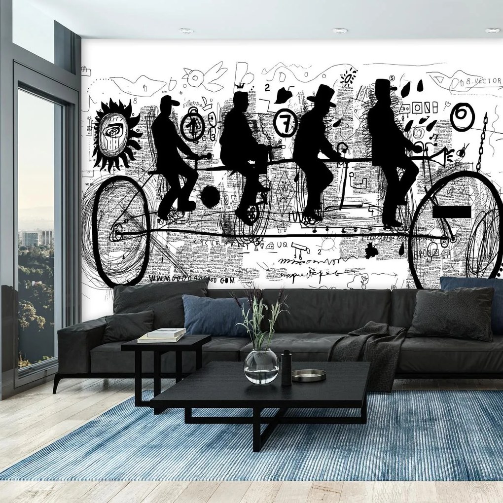 Fototapeta - Sztuka uliczna - przejeżdżający obok (196x136 cm)