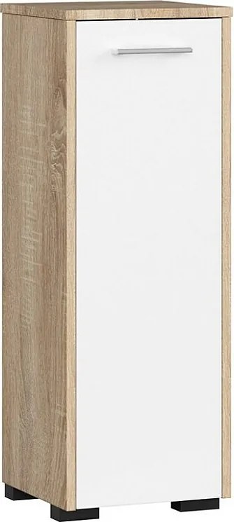 Szafka łazienkowa AKORD FIN Dąb Sonoma 30 cm 1 drzwi kolor Biały mat 2 półki 30x30x82 cm