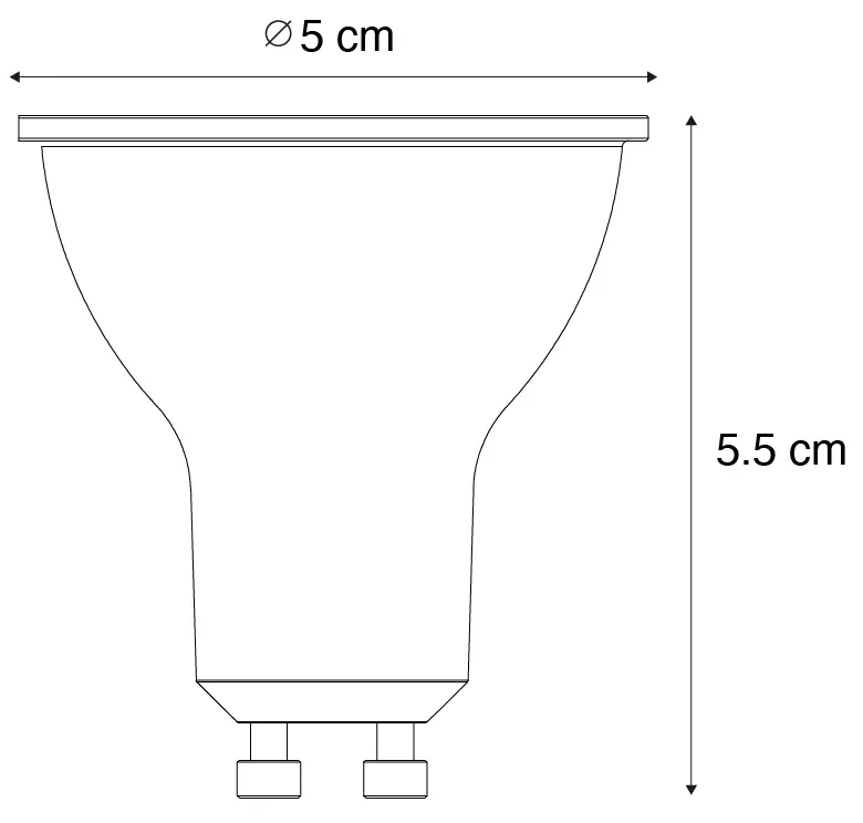 Zestaw 5 żarówek LED GU10 z 3-stopniową regulacją jasności 6W 460 lm 2000 - 6000K